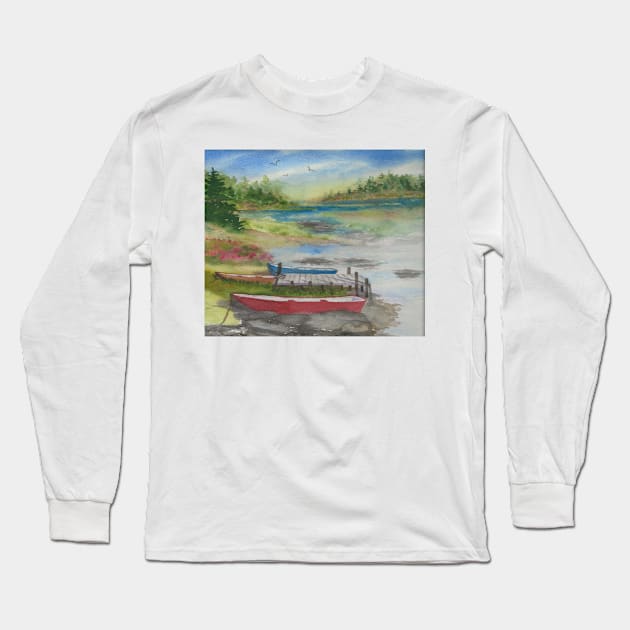 Vinalhaven Island in Maine Long Sleeve T-Shirt by ROSEANN MESERVE 